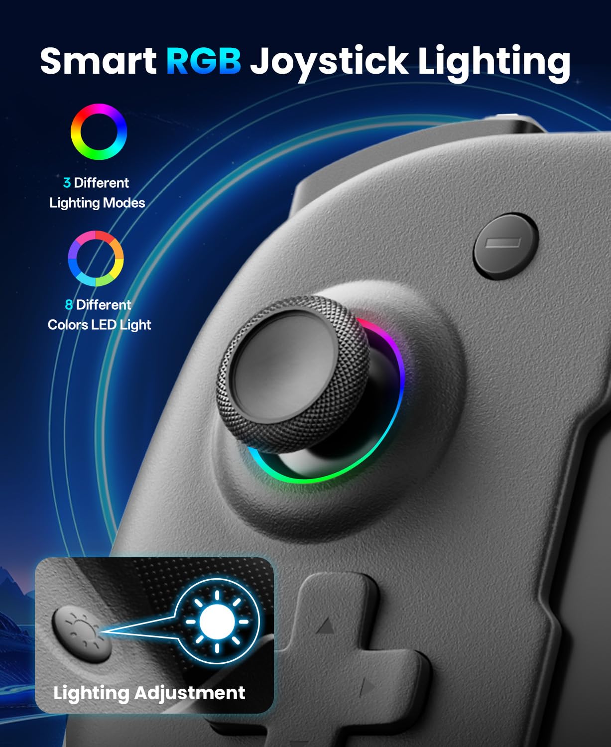 Jeifhxu Manette Switch, Switch Manette Sans Fil pour Switch 1, Portable Poignée Manette de Switch avec RVB, Joysticks Effet Hall, Programmable, Gyroscope à 6 Axes, Turbo, Vibration Remote