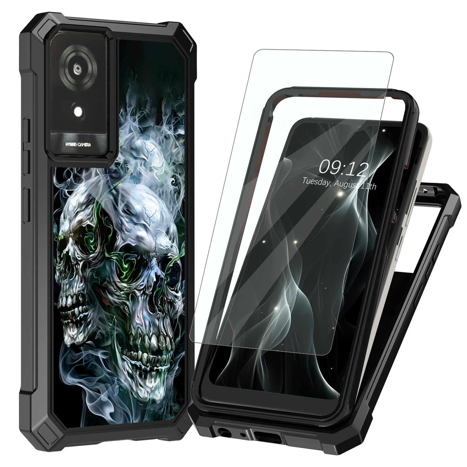 BREIDMKFM for TCL K24 Phone Case with Screen Protector,for TCL 50 LE Phone Case Dual Layer Protection Hard PC Soft TPU Bumper Shockproof Heavy Duty