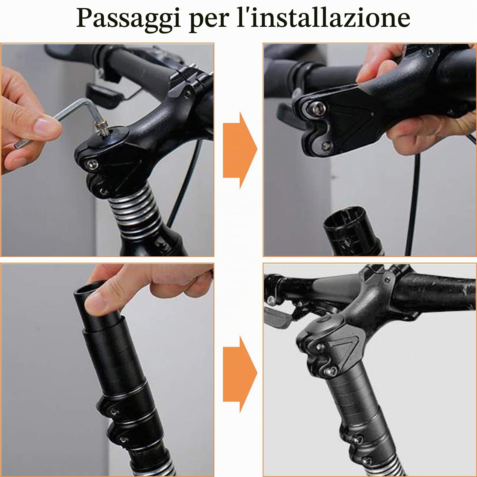 Srup Prolunga Stelo Forcella Bici Regolabile, Estensione Manubrio Riser per Bici, Prolunga Stelo Forcella Adattatore, per Attacco Manubrio per 1-1/8" 28,6 mm MTB Nero