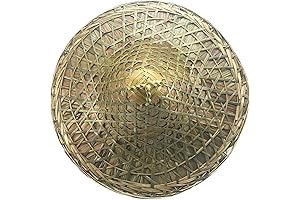 Chinese Style Straw Bamboo Flat Top Asian Women Farmer Hat Sun Visor