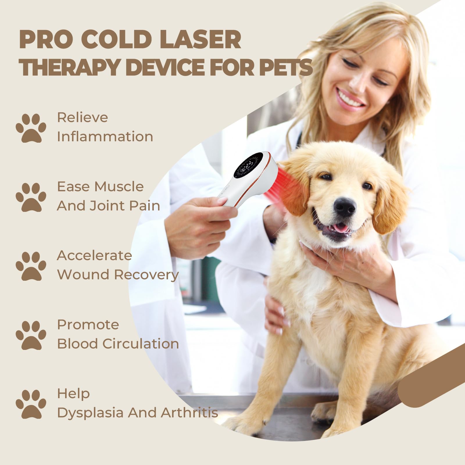 Dispositivo portátil de terapia láser frío para perros y mascotas, máquina de tratamiento de luz roja infrarroja con 808 nm y 650 n, equipo de fisioterapia LLLT portátil, animales, peluche, chihuahua