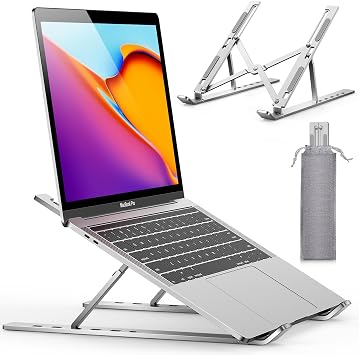 Belando Laptop Stand, Foldable, Ergonomic, 6 Levels of Height & Angle Adjustable, Computer Stand, Laptop Stand, Relieves Back Pain & Stiff Shoulders, Anti-Slip, PC Stand, Laptop Stand, Improves Posture, Compatible with 11-17 Inches