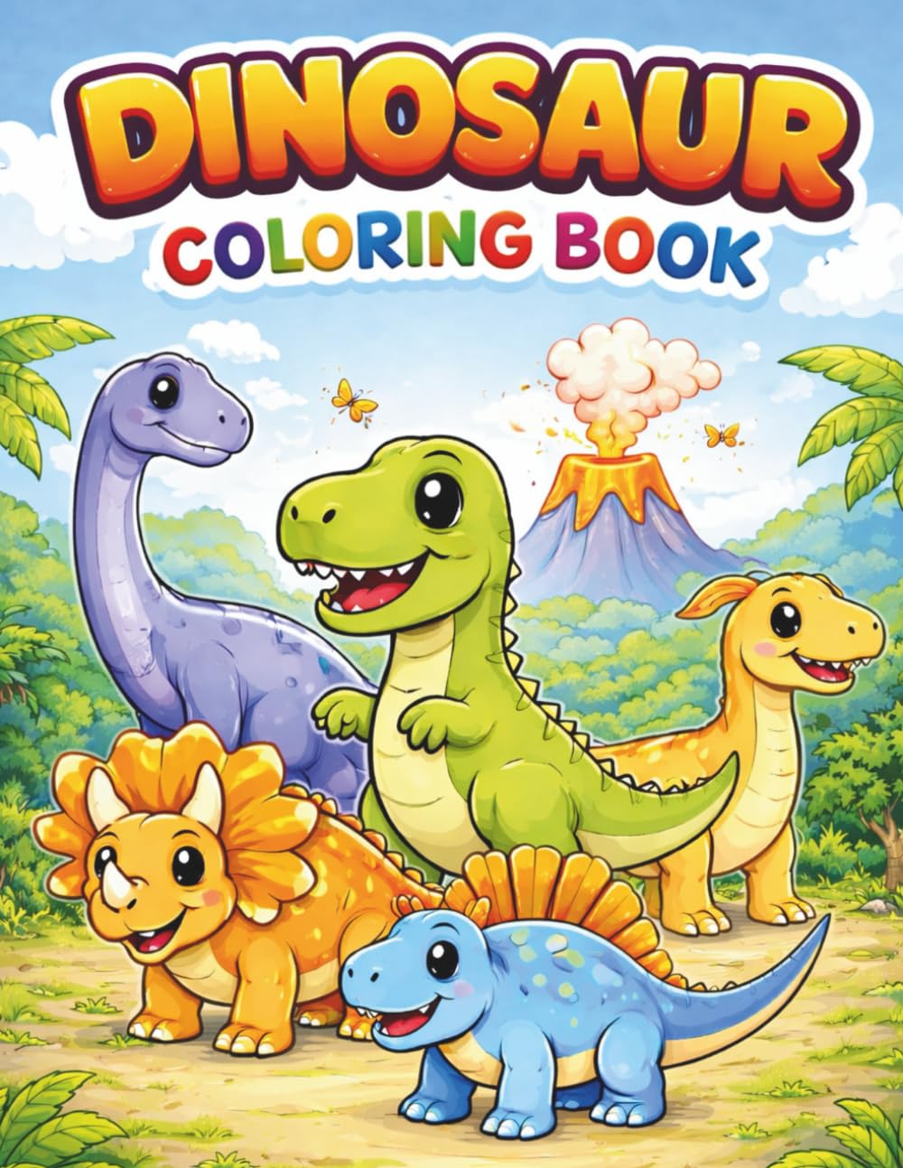 Dinosaur Coloring Book for Kids: Cute and Easy Dinosaur Coloring Pages for Ages 4–8 (Happy Coloring Books)