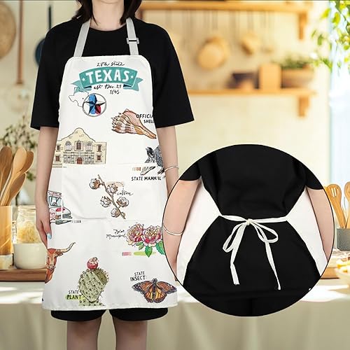 Miniatura 4 de VAMSII Delantales de Texas State Souvenirs Regalos Delantal de cocina con 2 bolsillos BBQ Chef Delantal vintage para mujeres y hombres