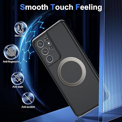 Miniatura 7 de HikerClub Funda magnética para Galaxy S21 Ultra 5G, compatible con cargador inalámbrico Mag Safe, translúcido esmerilado mate, ajuste delgado, funda