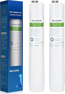 H2O Stage 2 Pre Carbon Block CTO Replacement Filter, Compatible with Pure Blue H2O Stage 2 Pre CTO PB-TLRO4CB2T, 4 Stage PB‑TLRO4H50T Reverse Osmosis Water Filtration System (2 Pack)