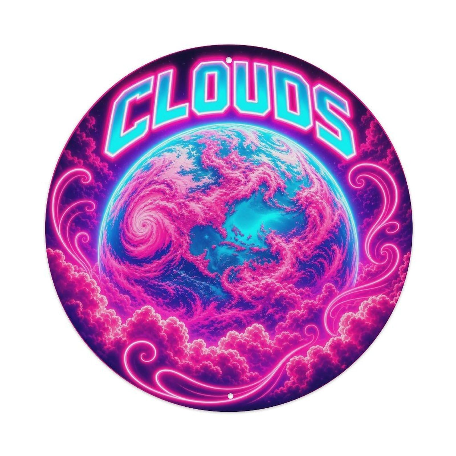 Celestial Earth Cloud Swirls Solar System Metal Tin Sign