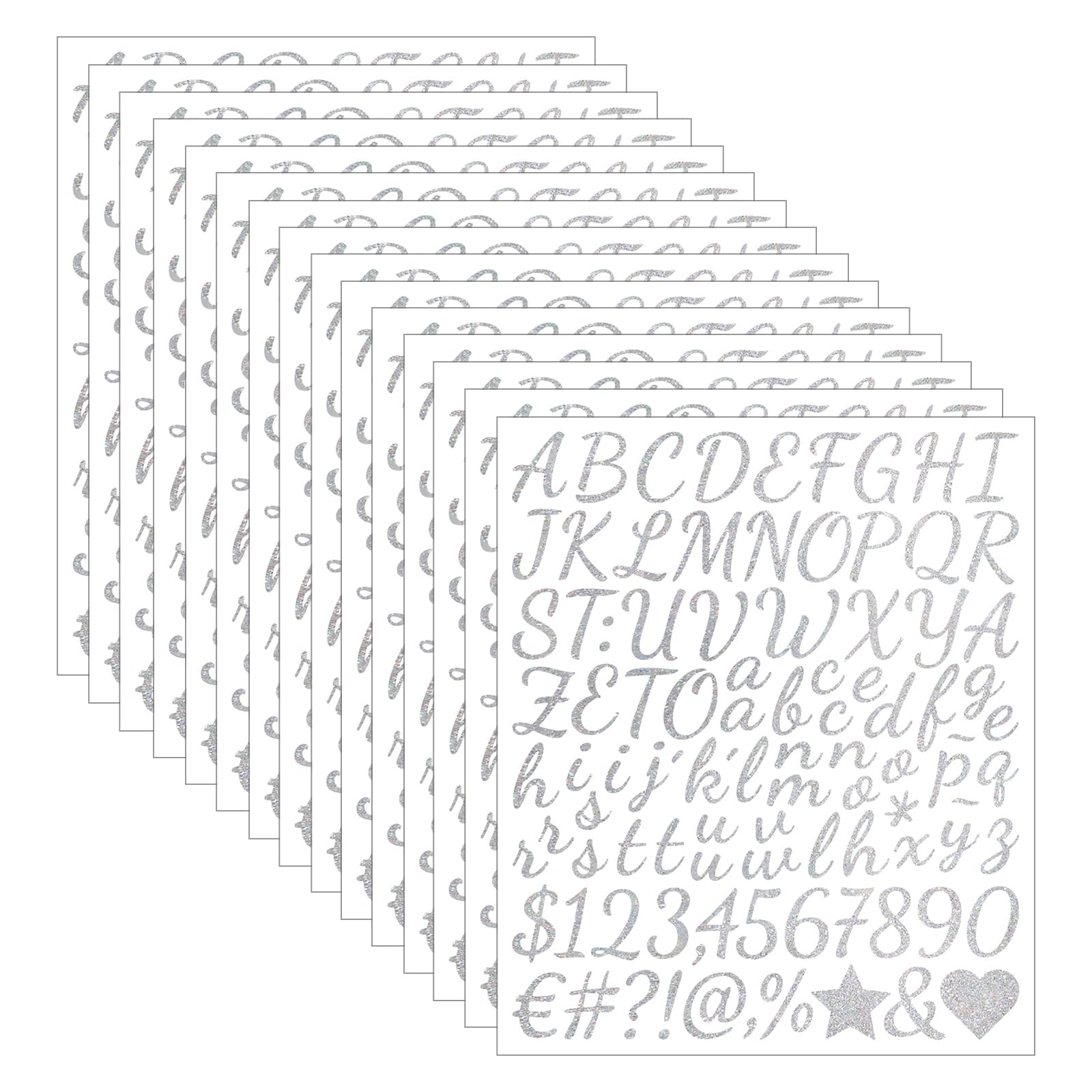 1440Pcs 15 Sheets Letter Stickers Glitter 1Inch Small Self-Adhesive Number Alphabet Vinyl Stickers for Scrapbook DIY Crafts Bottles Mailbox Sign Door