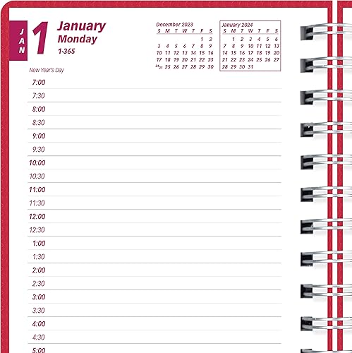 Brownline DuraFlex - Agenda diariamensual 2024, libro de citas, 12 meses, enero a diciembre, encuadernación de doble alambre, 8 x 5 pulgadas,