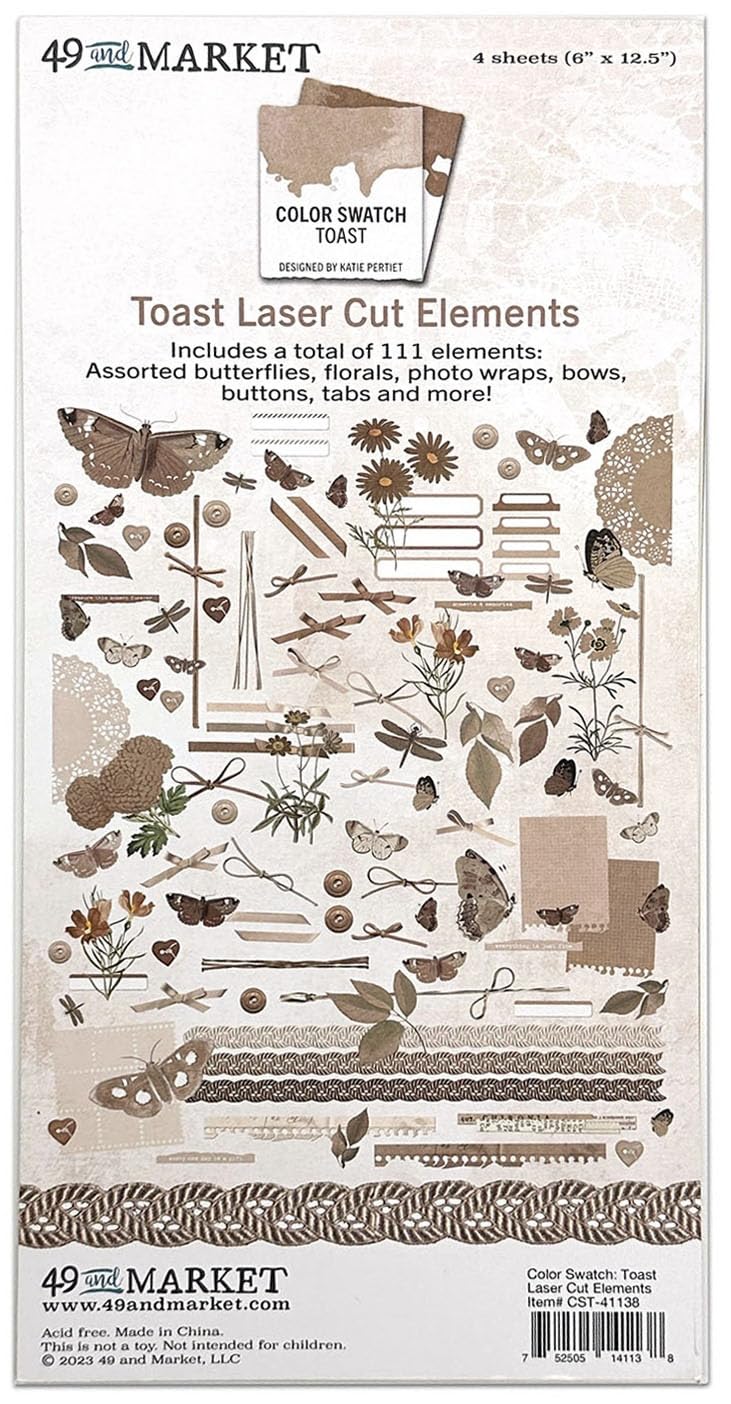 49 AND MARKET Color Swatch: Toast Laser Cut Outs-Elements, Multicolor