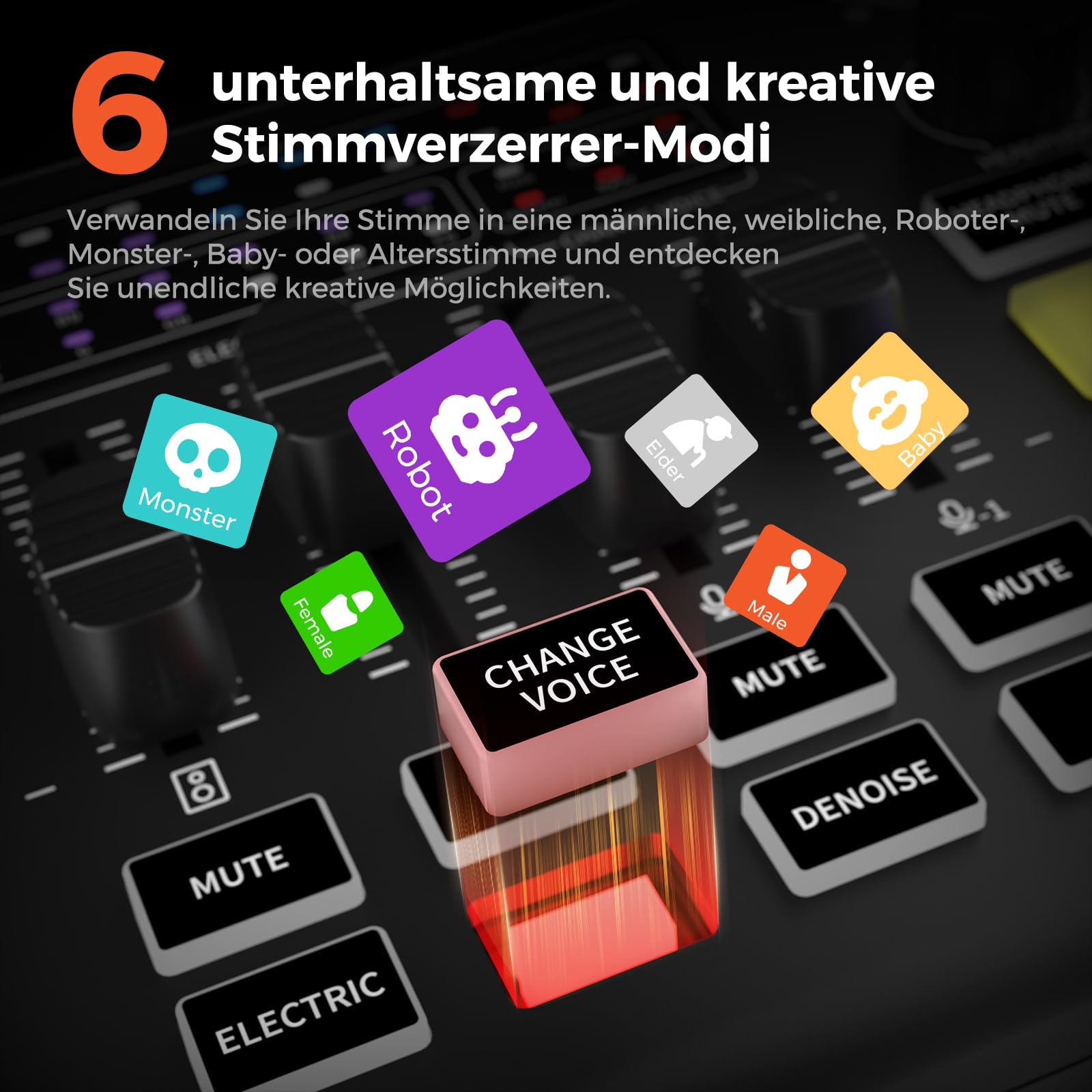 NearStream Mikser audio dla graczy z profesjonalnym przedwzmacniaczem mikrofonowym, dwoma wejściami XLR/6,35 mm, zasilanie fantomowe 48 V, RGB, zniekształcacz głosu, Soundpady – interfejs audio do