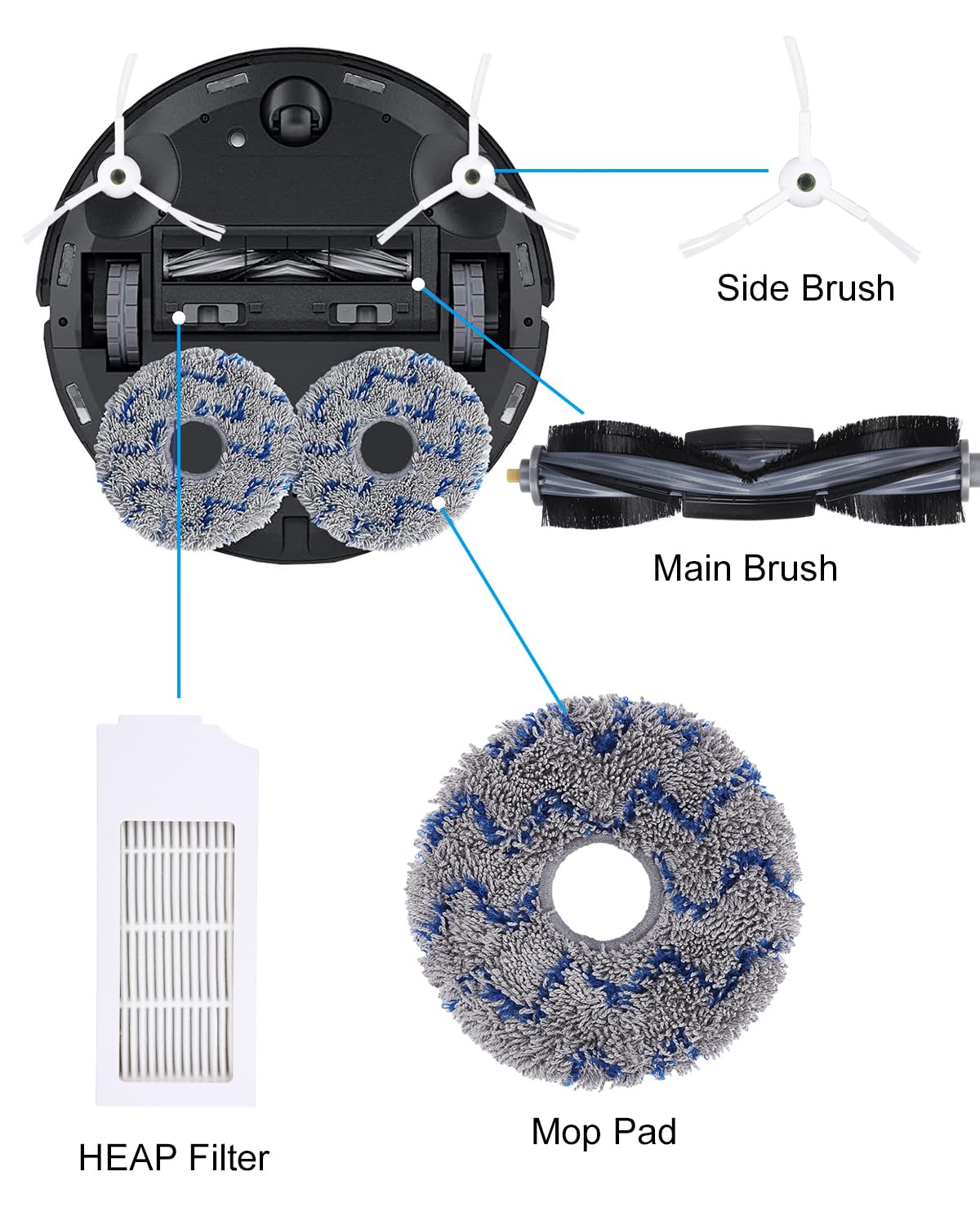 Dreame Serpillières De Remplacement Pour Robot Laveur D10s Plus Et D9 Plus - Nettoyage Constant Et Facile à Installer