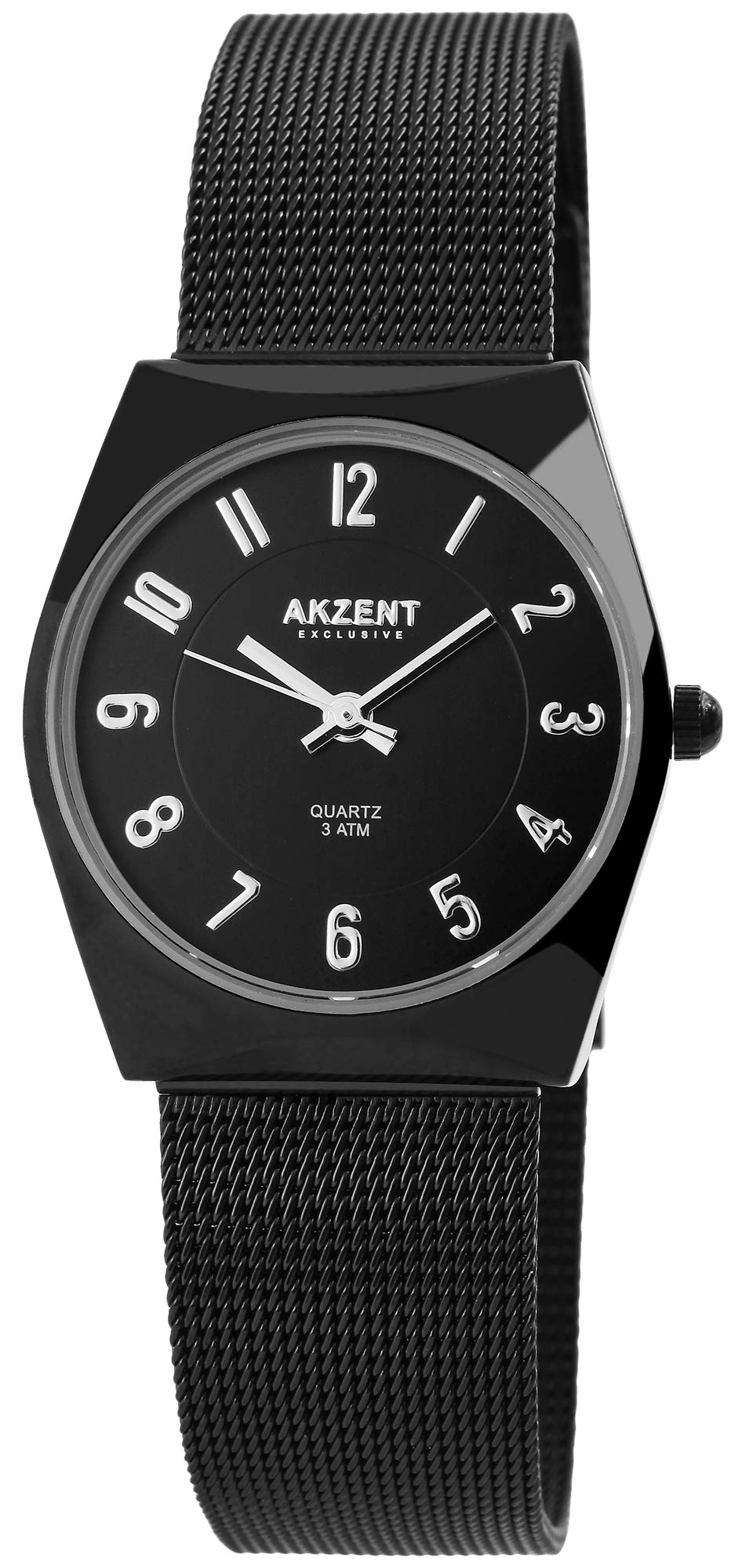 AKZENT Exclusive Orologio da polso da donna, analogico, al quarzo, in metallo, con cinturino in rete