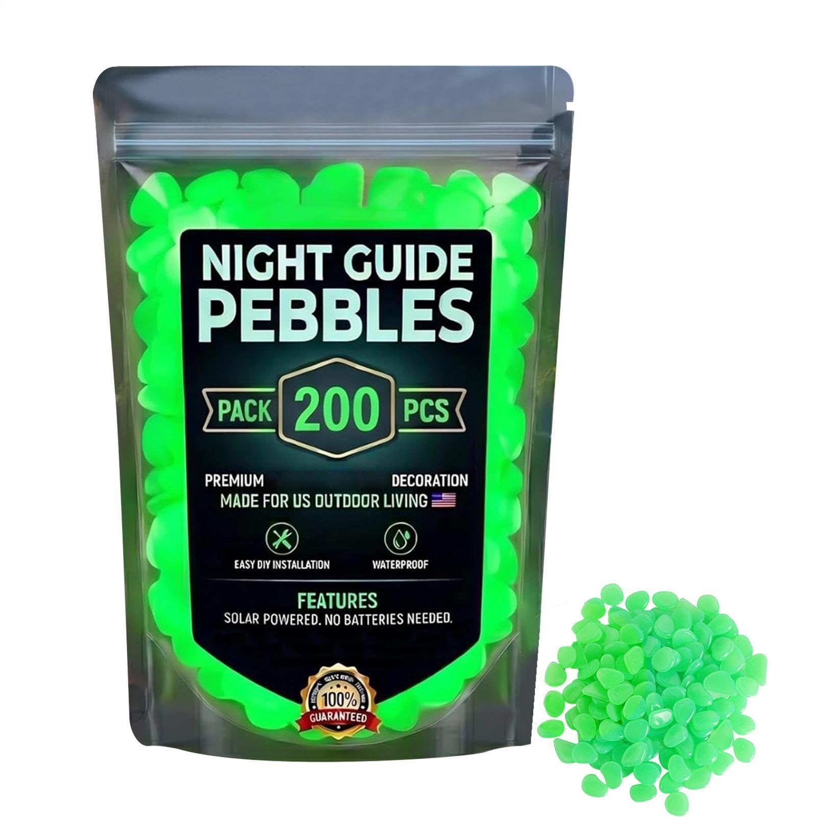 Pebbles, 200 Pieces Garden Stones Night Glowing Pebbles, Outdoor Landscaping Glowing Stepping Rocks For Yard Backyard Pathway Patio Fish Tank Aquarium