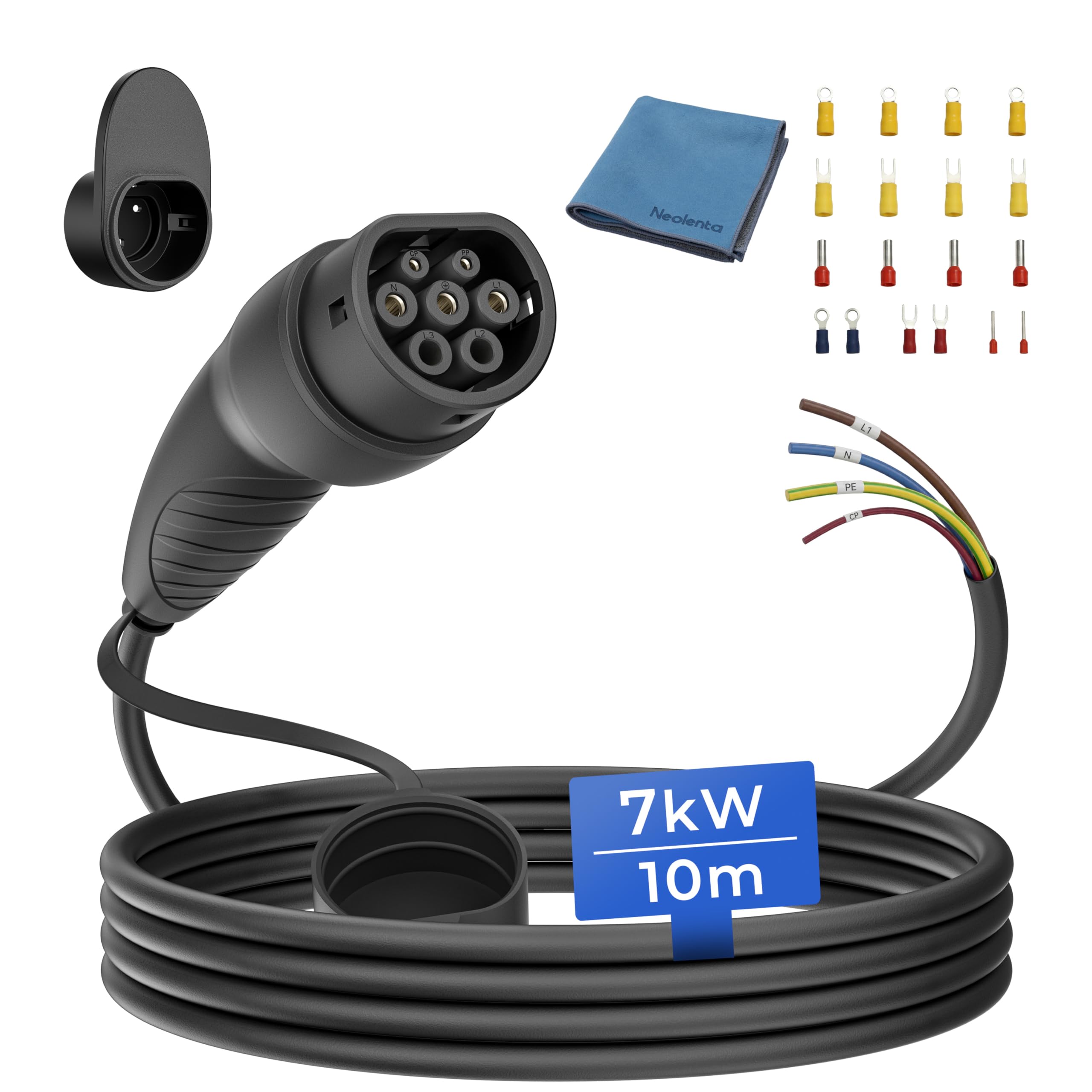 NeoLenta Typ 2 Ladekabel offenes Ende 7kW - Ersatzkabel 1-phasig 32A 10m für Wallbox und Ladestation