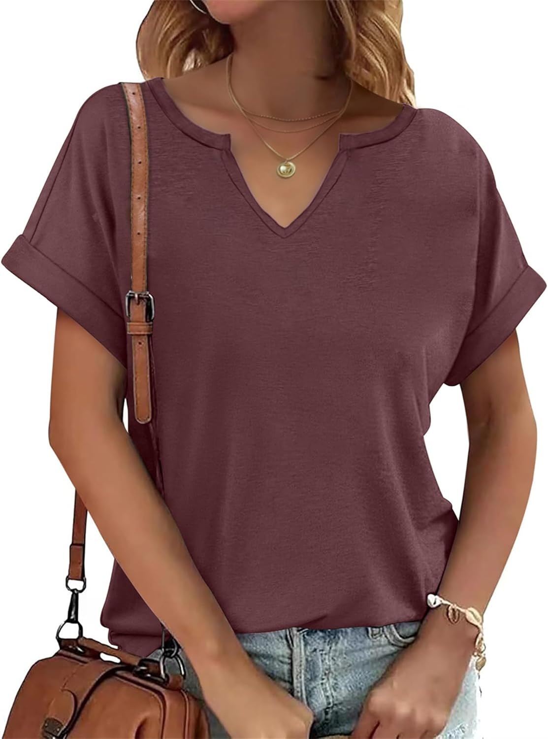 Womens V Neck T Shirts Casual Loose Tees Trending Now Summer Short Sleeve Tops
