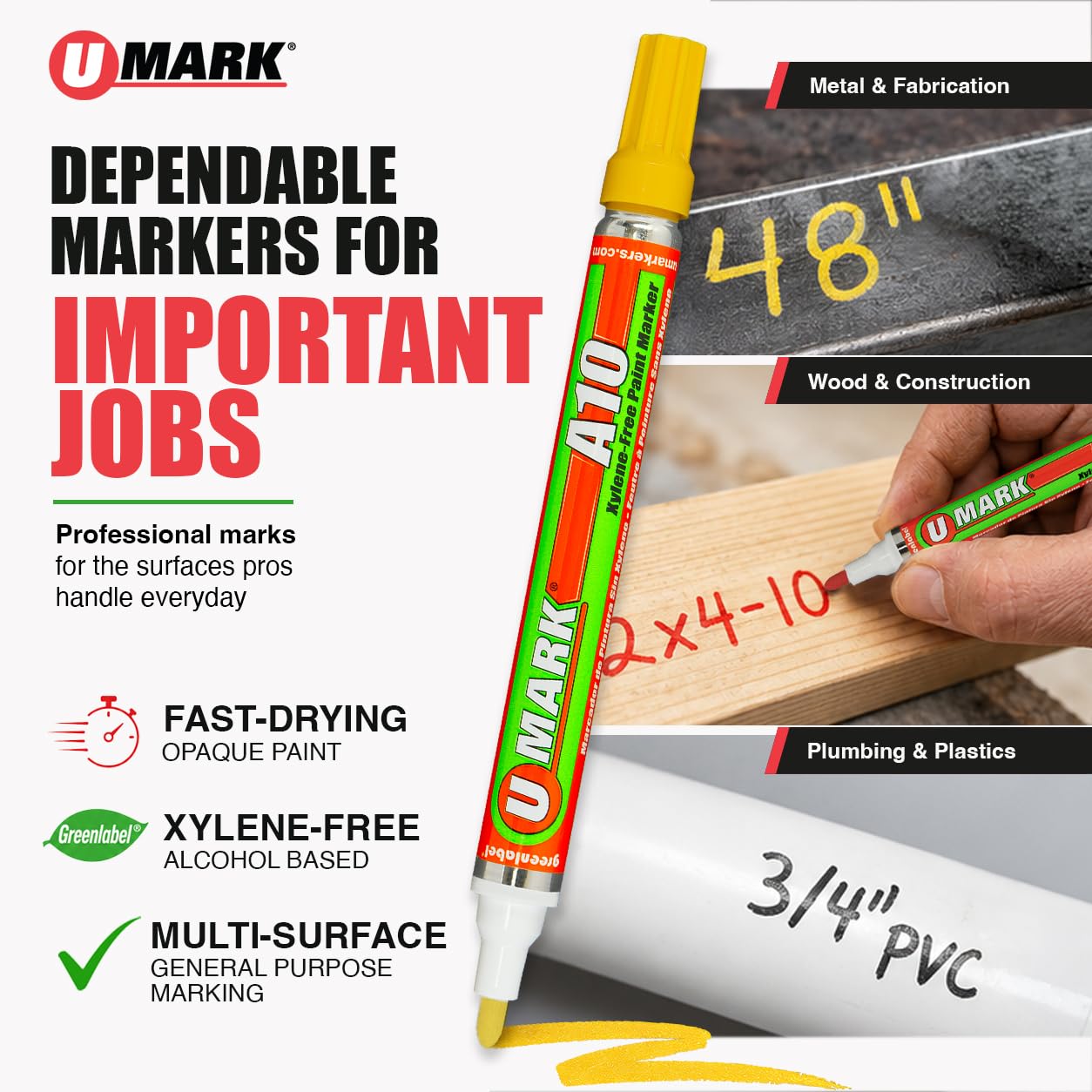 Amazon.com: U-Mark A10 Xylene-Free Paint Marker 2/4mm Bullet