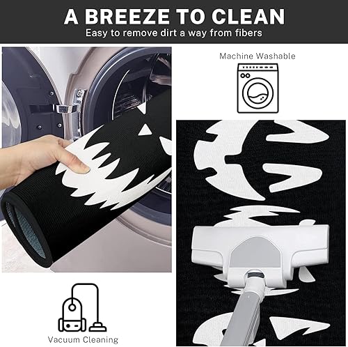 Miniatura 6 de Juego de 2 alfombras y tapetes de cocina de Halloween, antideslizantes, lavables, caras de calabaza de Halloween, tapetes de cocina para piso,