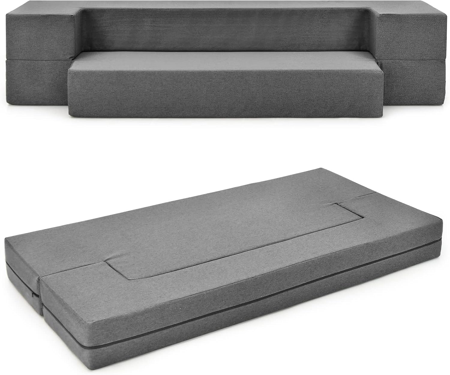Giantex 8 Inch Folding Sofa Bed Couch, Memory Foam Futon Mattress Linen
