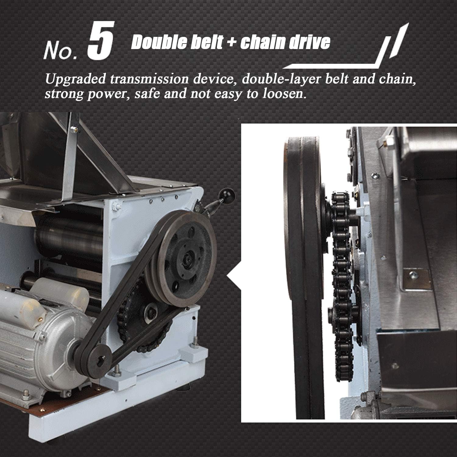 NEWTRY Electric Commercial Pasta Maker Machine - Dumpling Dough Noodle Skin Maker 66lb/h Multi-function Pasta Spaghetti Roller Pressing Machine 550W (Round Noodle 1.5mm Blade)