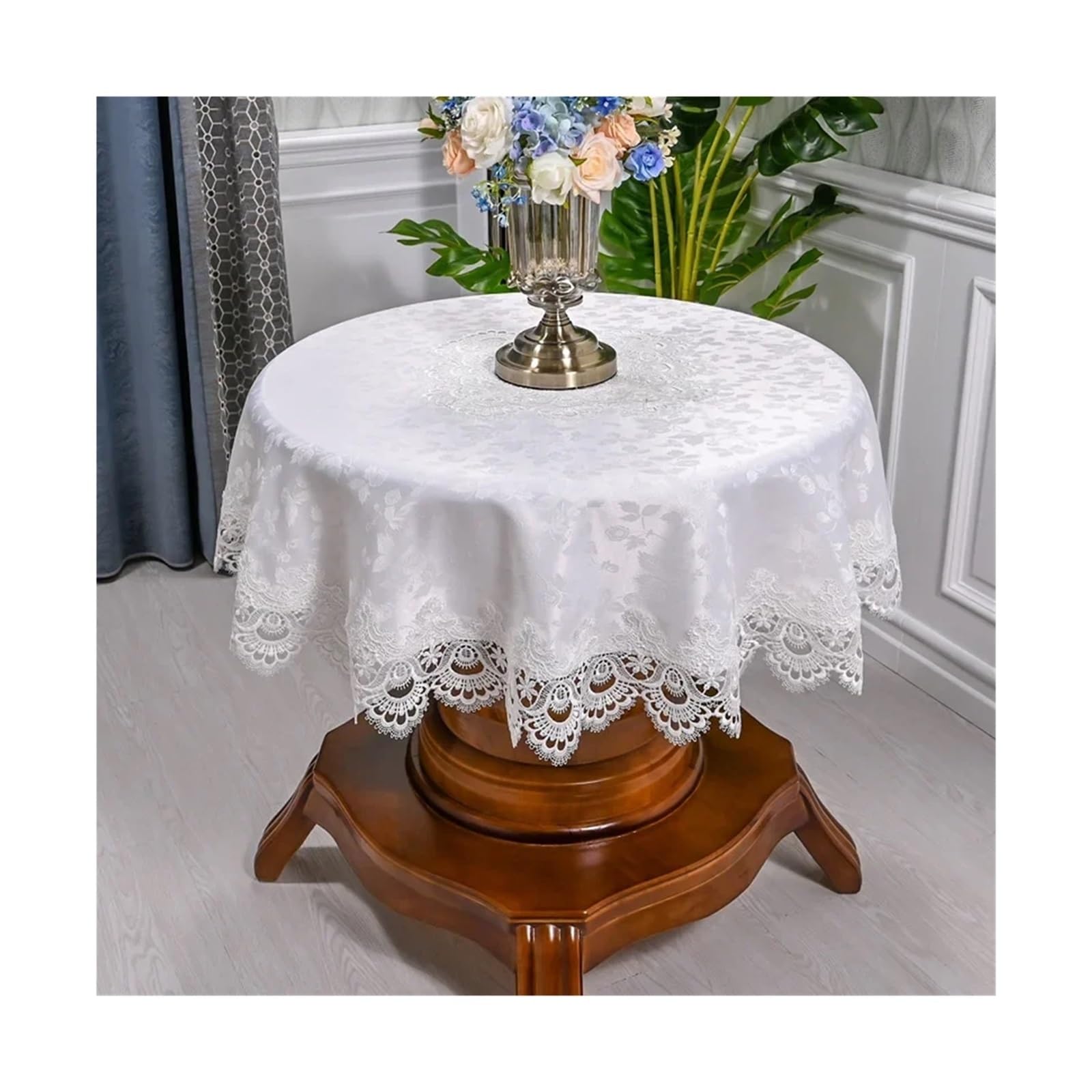 SHENJMAI Vintage Lace Table Table Cloth For Round Lace Tablecloth Dining Cover Embroidered Mat Dust(Color12,Diameter 130cm Round)