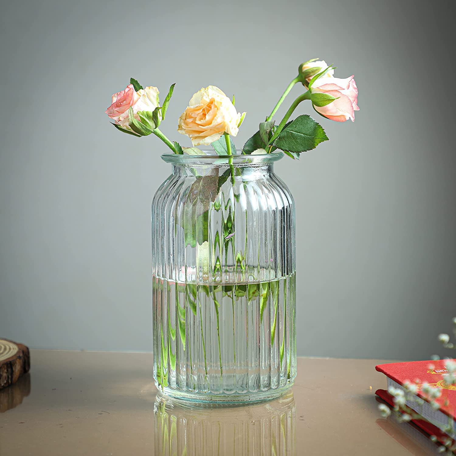 VIKIJO Big Size Glass Vase for Flower Pot Flowers Home and Office Decor Living Room Bedroom Table Top Decorations, Gift, Home Decor, Bedroom, Office, Living Room, Aesthetic and Craft-image-9