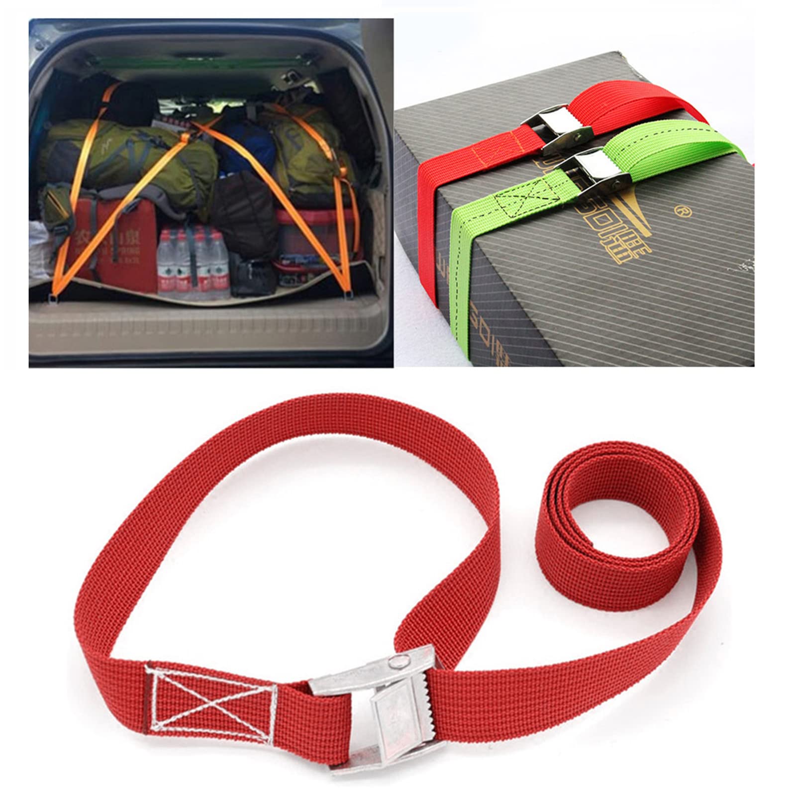 6 Pièces Sangle D'Arrimage, Sangles De Fixation Réglables Cliquet, Sangle Porte Velo Attelage Set De Sangles Fixes Avec Sac De Tr - Bricolage