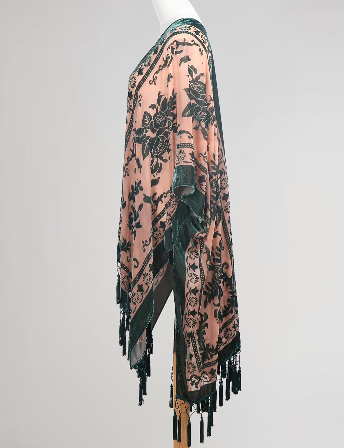 Women's Coverups Burnout Velvet Cardigan Casual Outfit Long Cover Up Kimono with Tassel
