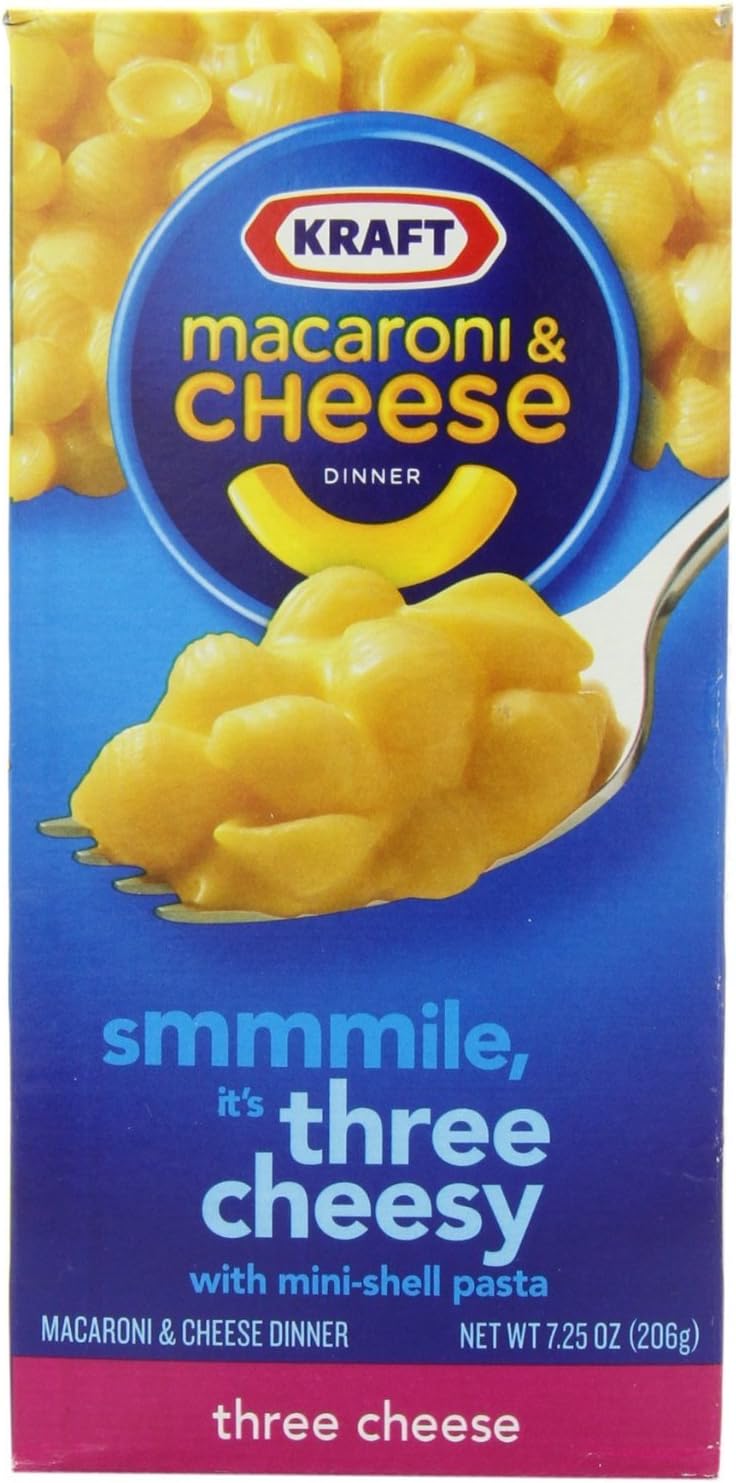 Kraft Macaroni and Cheese Dinner Three Cheese 7.25oz Box (Pack of 12)