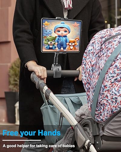 Miniatura 3 de Soporte para tableta para manillar para silla de ruedas de motocicleta, brazo de cuello de cisne de metal, abrazadera de montaje de bicicleta para