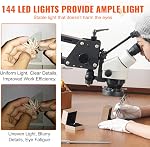 VEVOR Multi-Directional Microscope with Spring Bracket, 7X-45X Magnification Jewelry Microscope, Micro Jewelry Inlaid Stand with Integrated USB Ring LED Light, Jewelers Microscope for Jewelry Inlay