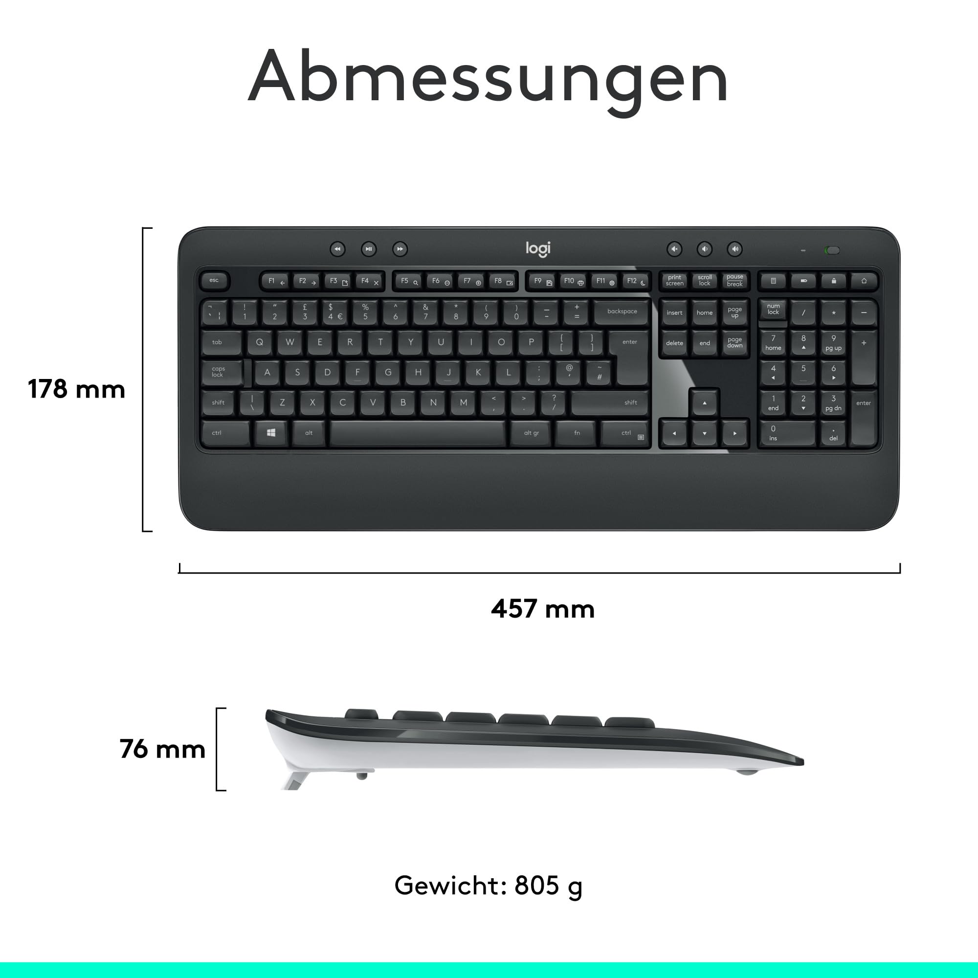 Logitech MK540 Advanced Kombi – Kabellose Tastatur und Maus für Windows, Deutsche QWERTZ-Tastatur – Schwarz