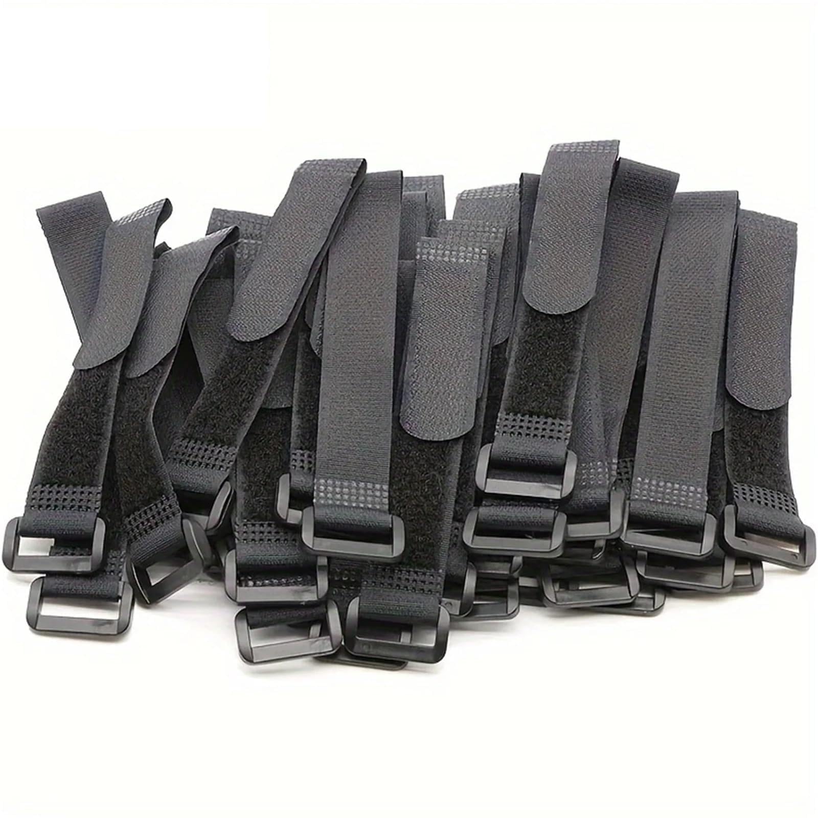 Gjgfjghk Black Zip Ties 50Pcs Reusable Fastening Cable Straps, Hook And Loop Cable Tie Down Straps Long Cable Ties(Black)