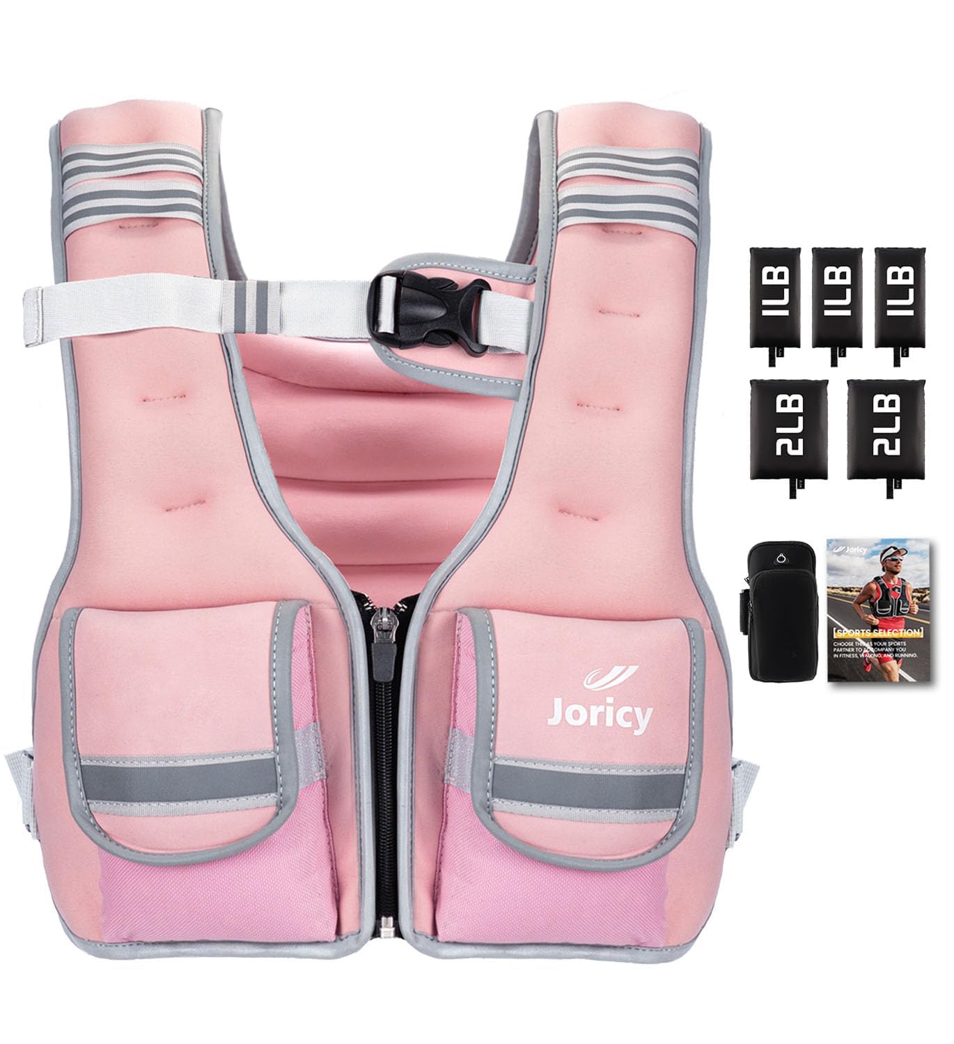 Adjustable Weighted Vest Woman 5-12lb 9-16lb 17-24lb 23-30lb Weight Vest with Reflective Stripe Zipper Rucking Running Vests for