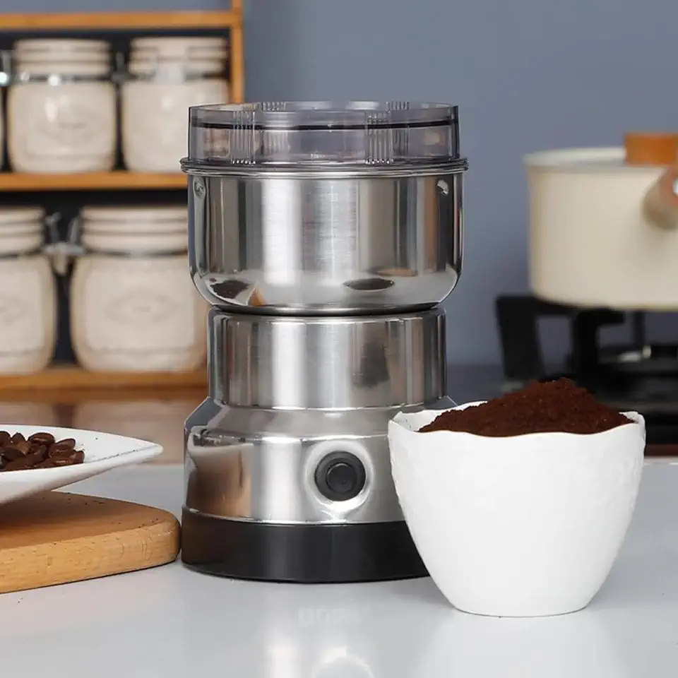 Triturador Elétrico de Grãos 110V, Triturador de Café, Farinha, Nozes, Sementes, Milho, Temperos, Perfeito na Cozinha, Moagem Rápida e Sem Ruído, Laminas em Aço Inoxidável, Linha Premium 17x10cm