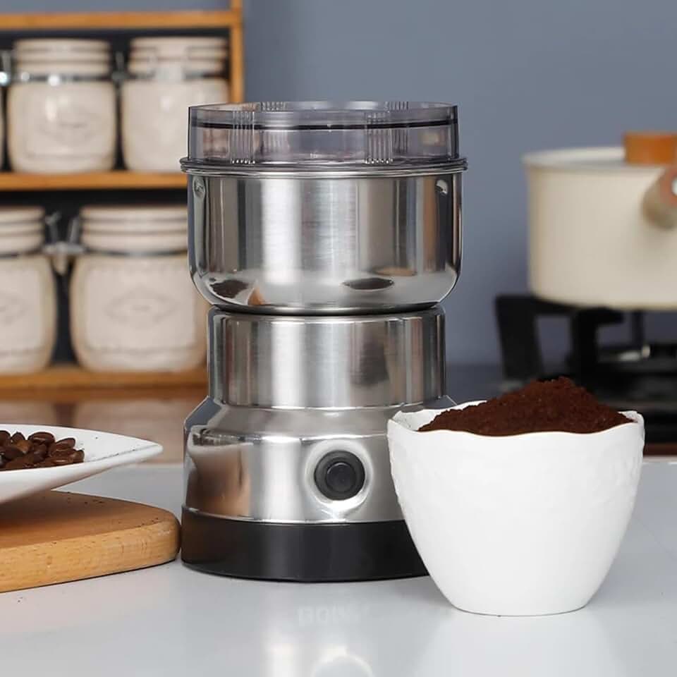 Triturador Elétrico de Grãos 110V, Triturador de Café, Farinha, Nozes, Sementes, Milho, Temperos, Perfeito na Cozinha, Moagem Rápida e Sem Ruído, Laminas em Aço Inoxidável, Linha Premium 17x10cm