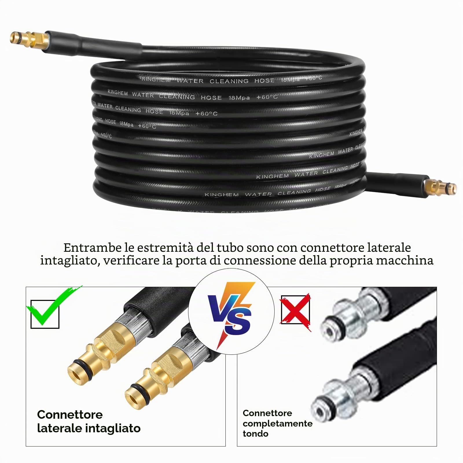 YUET 5M Tubo Flessibile ad alta Pressione per Kärcher K2 K3 K3 K4 K5 K6 K6 K7 idropulitrici,180Bar Quick Connect con Raccordi 60°C per Karcher Idropulitrice,Tubo di Ricambio