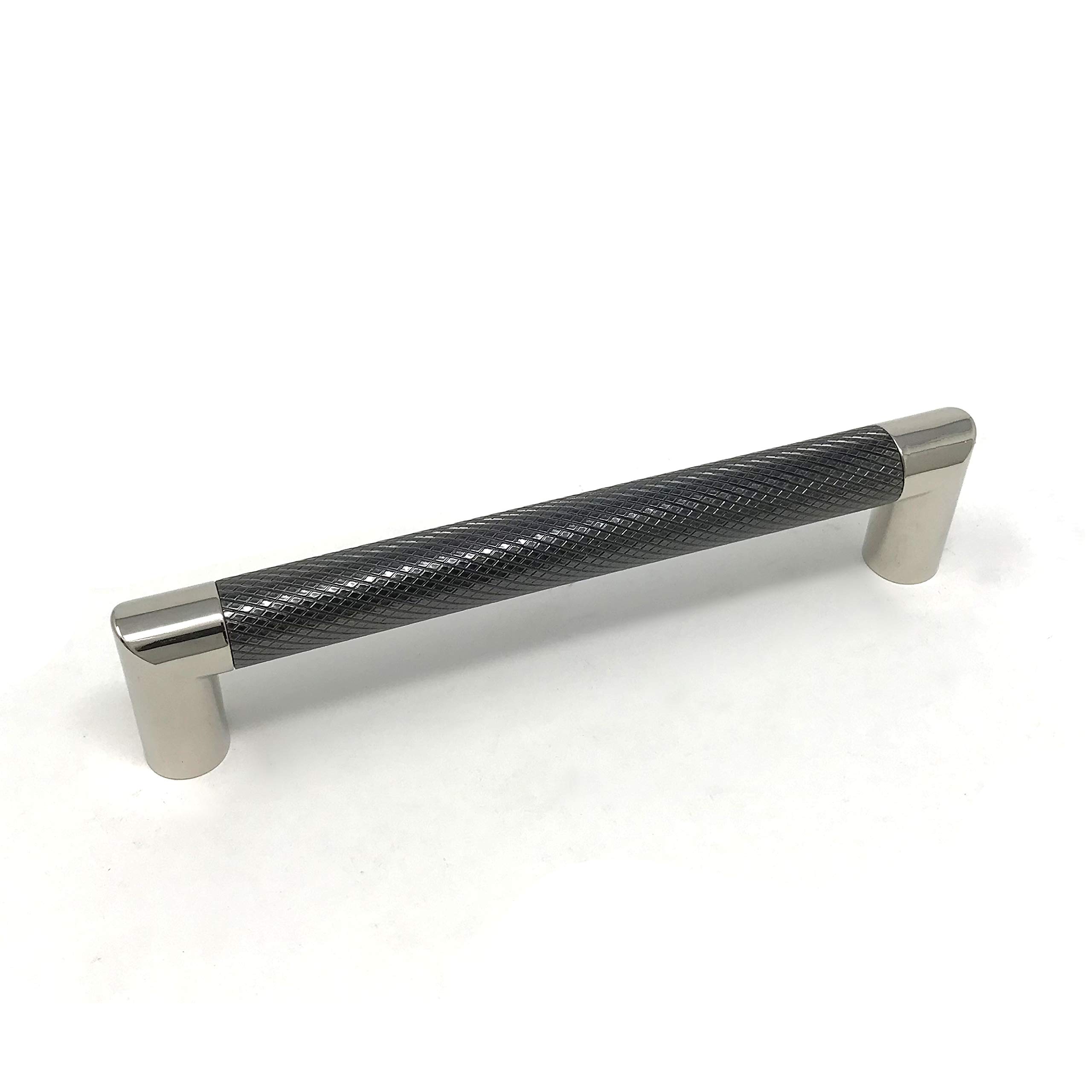160mm Gunmetal/Polished Chrome Knurled D Handle