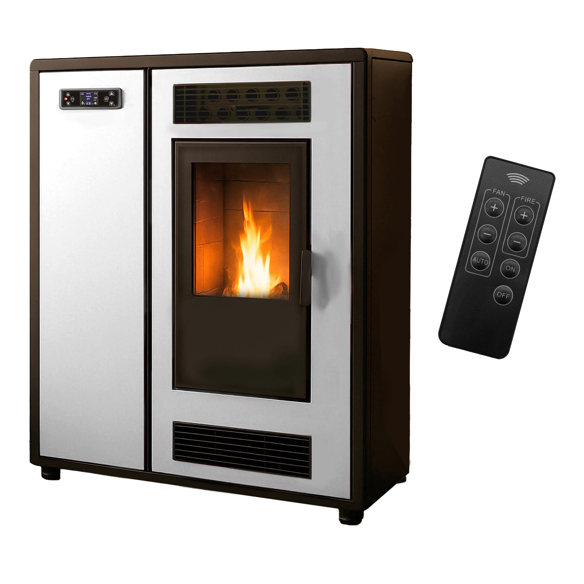 Sannover - Stufa a pellet Air Slim Astral, 12,2 kW, colore: Bianco