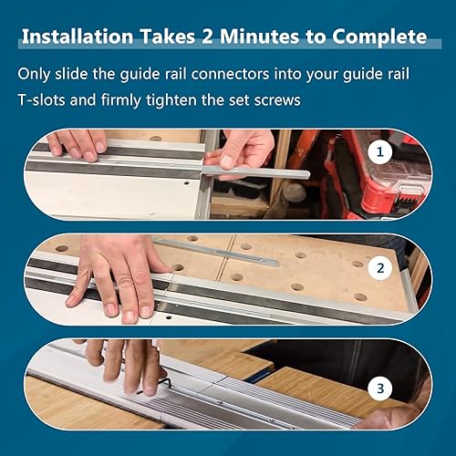 Miniatura 5 de Kit de conector de riel guía de sierra de riel de repuesto para sierra de pista Makita cortes largos compatible con guía de sierra de riel Festool y
