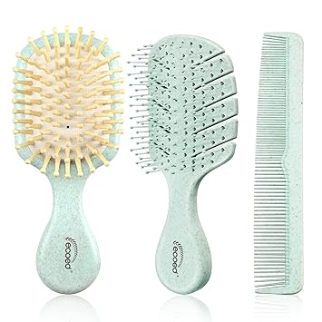 3 Pack Hair Brush Set for Kids, Detangler Brush with Soft Brush Bristles Designed for Natural Long, Short, Thick, Dry, Curly Hair, Pain-Free Hair Brush Set