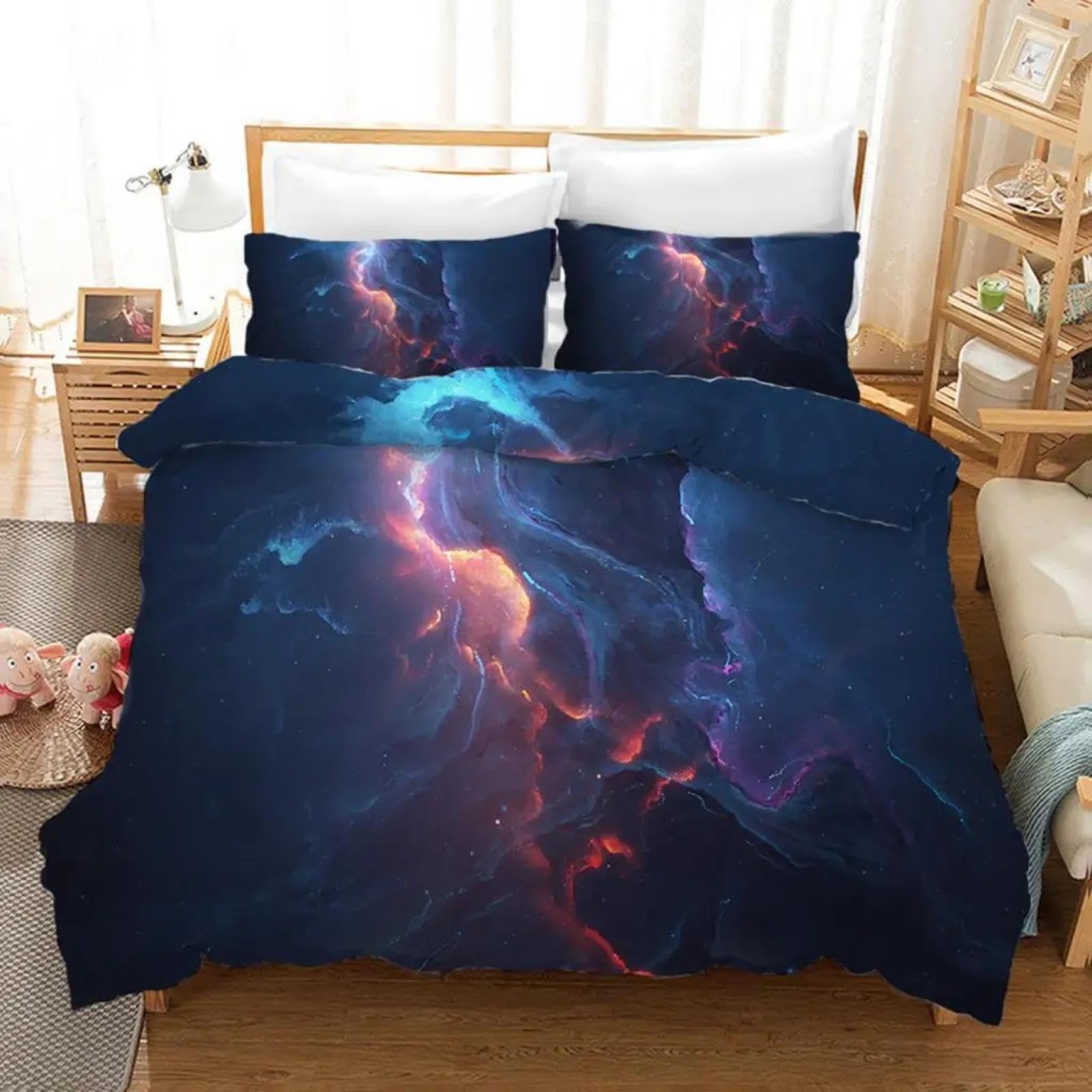 Parure de lit Galaxy 3D pour lit une place avec 2 taies d'oreiller