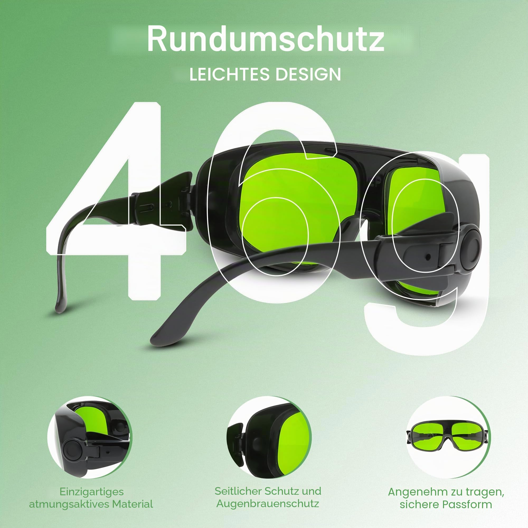 MCWlaser Laser Schutzbrille 1064nm 1080nm Brille CE OD5+ Laser Safety Goggles 190-470nm & 800-1700nm Für Fiber Laserreinigung Schweißen UV-Markierung Diode, ND:YAG Laser Absorption Type EP-8 Stil 11