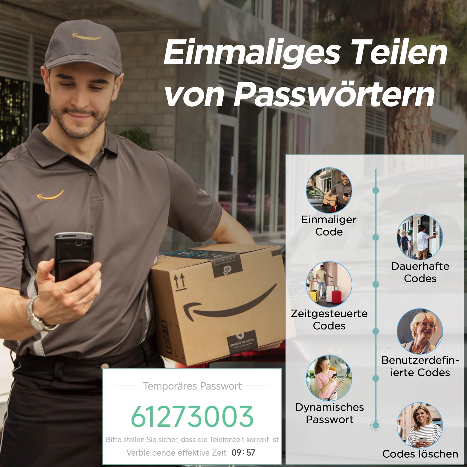 Eseesmart Smart Lock mit WLAN & Bluetooth – Elektronisches Türschloss Fingerabdruck mit Display, Code, RFID & Schlüssel – Verstellbarer Zylinder für Asymmetrische & Standard Türen (60-130mm)