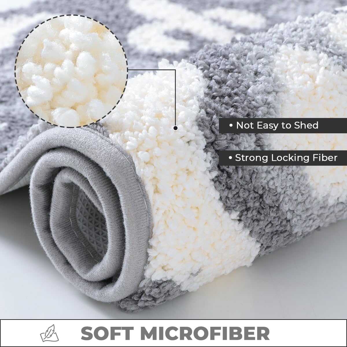 Vintage Floral Bath Rug Quick Drying and Non-Slip Bathroom Mat Soft Microfiber and Machine Washable Carpet for Bedroom, Living Room and Dining Room (31"x20", Grey)