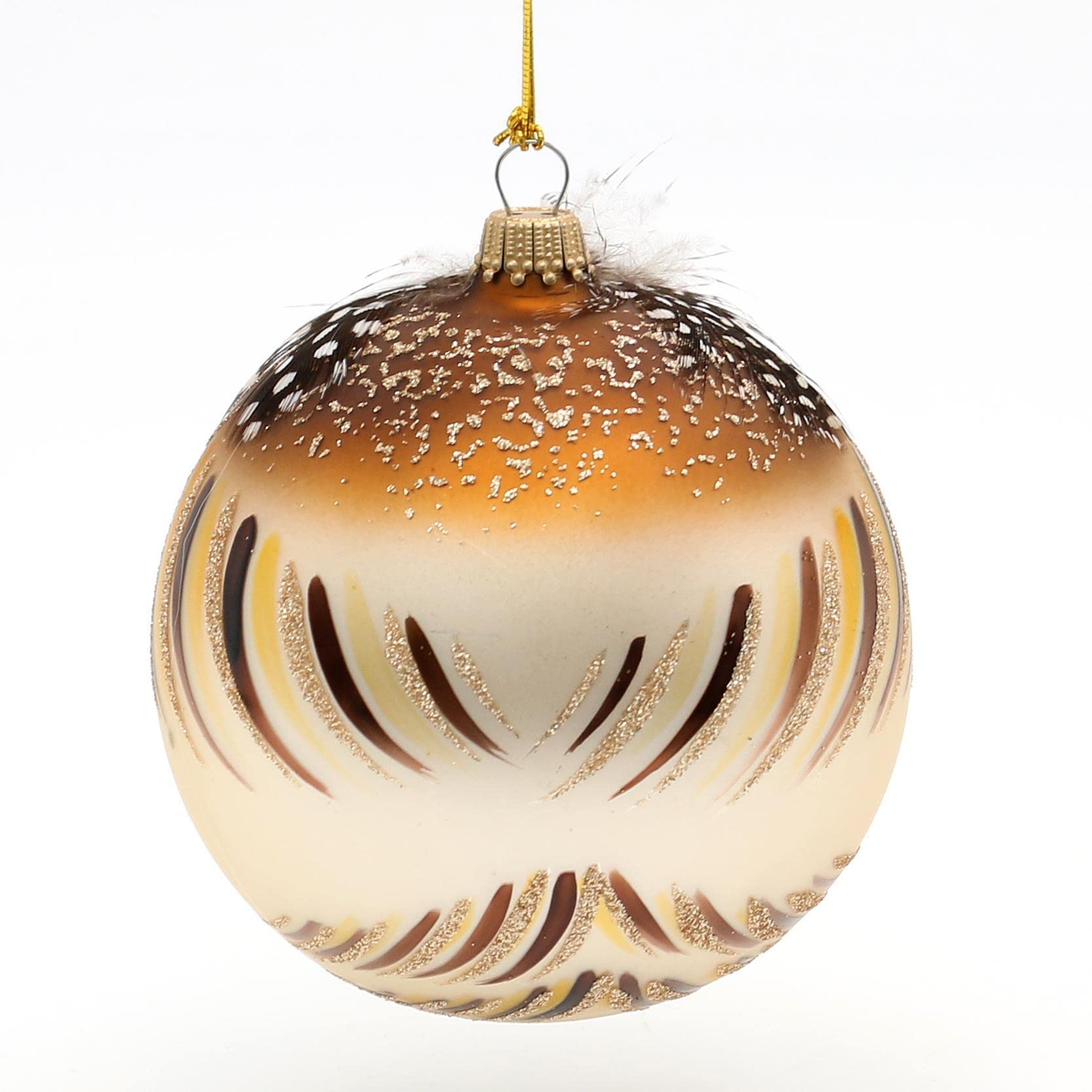 Dekohelden24 Lauschaer Christbaumschmuck - Eulenkugel, handdekoriert, Glas, Ø 8 cm, limitierte Auflage 250 Stück, Weihnachten