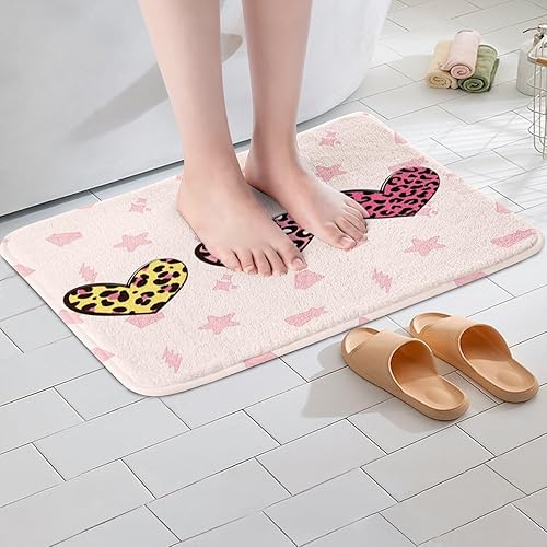 Miniatura 4 de Alfombras de baño rosas para niñas de 20 x 32 pulgadas, decoración Weatern para baño para niños, decoración linda Kawaii de corazón para ducha,