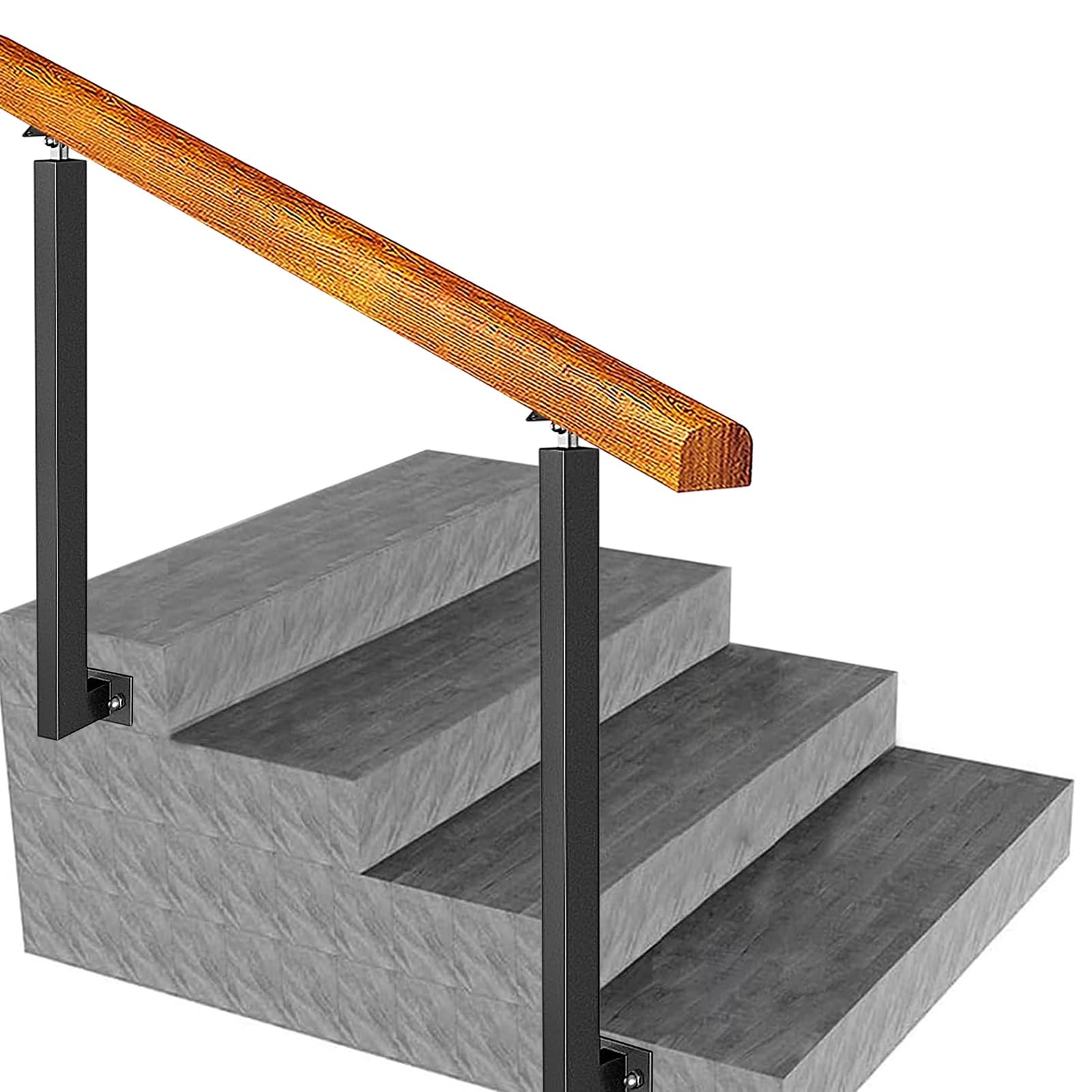 Barre d'appui de sécurité en fer forgé noir pour marches d'escalier
