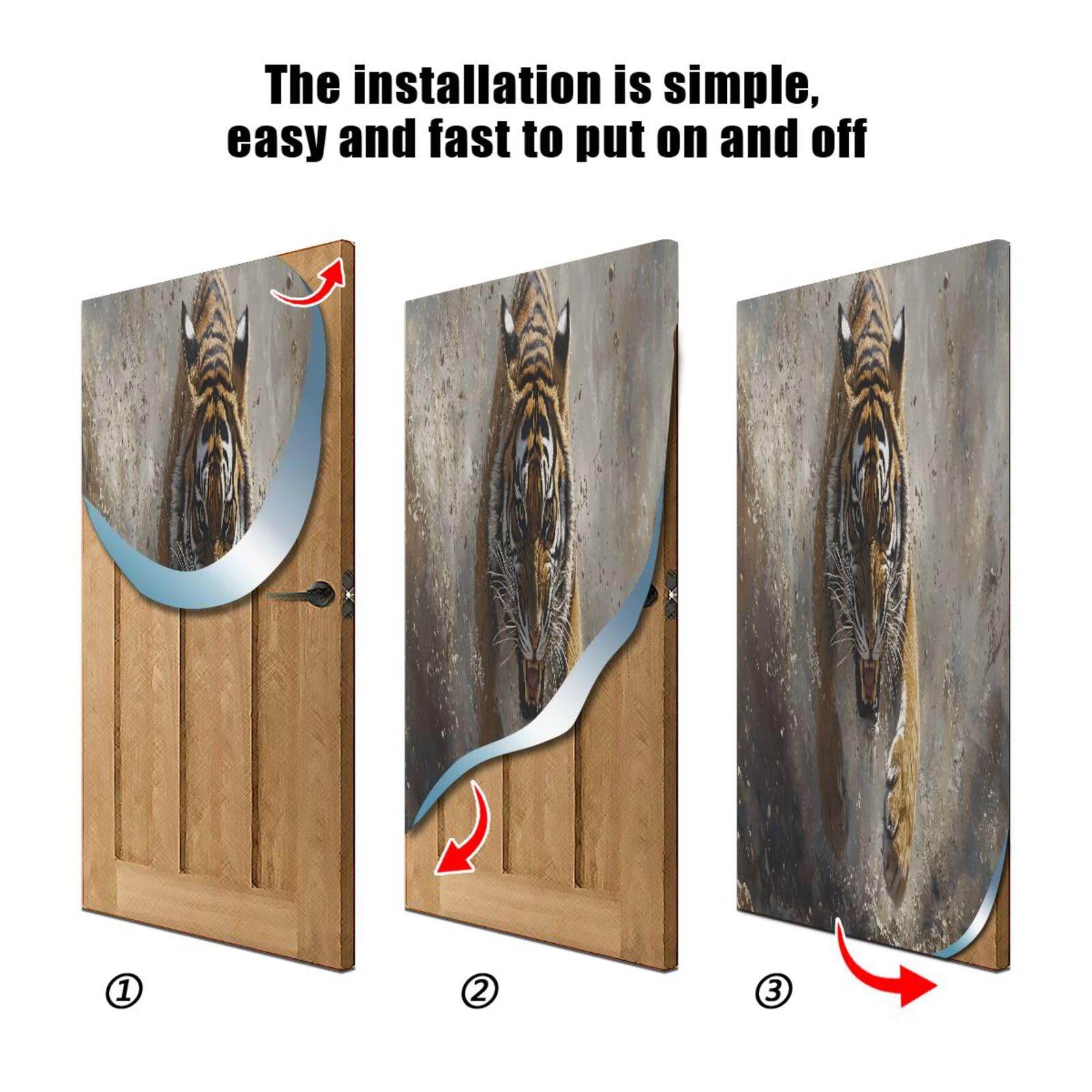 FLildon Wild Tiger Hunting Door Cover Decoration, Party Accessory Porch Decor for Festive Ornament Room Door Covers 35 x 79 Inch