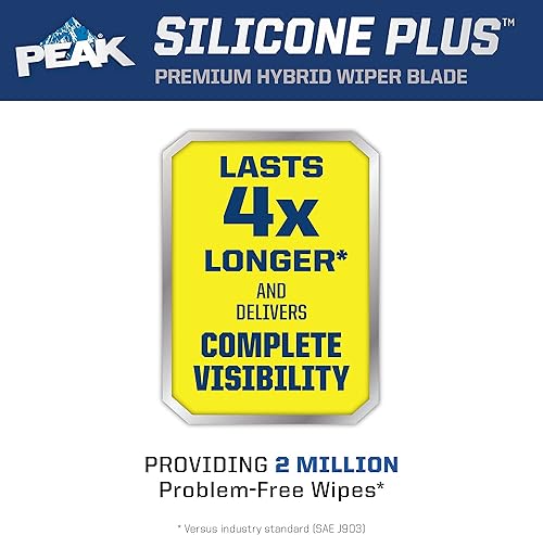 Miniatura 3 de PEAK Silicone Plus - Escobilla limpiaparabrisas híbrida de 18 pulgadas para todo clima, repuesto premium para parabrisas delantero con conector